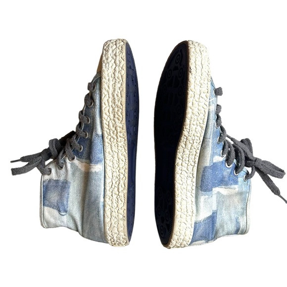 Acne Studios HIGH TOP SNEAKERS Patchwork Blue Pattern SZ41 EU= 9.5 US EUC - Picture 3 of 8